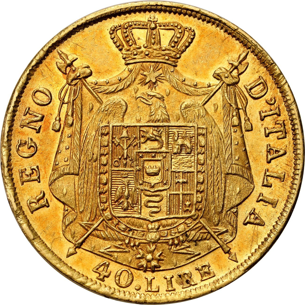 Włochy. Napoleon I (1805-1814). 40 lirów 1814 M, Mediolan